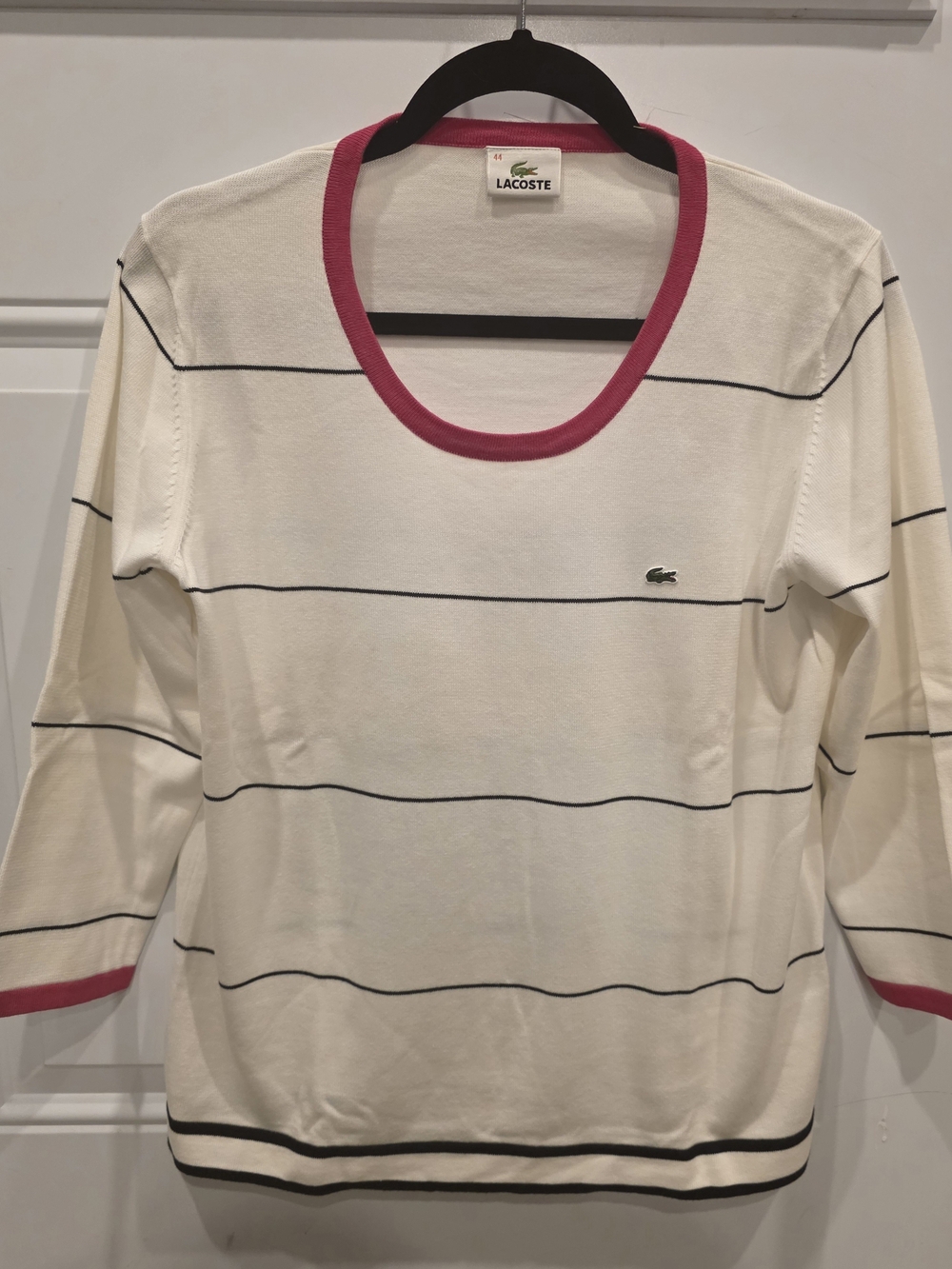Lacoste Women's White Stripe Knit Top